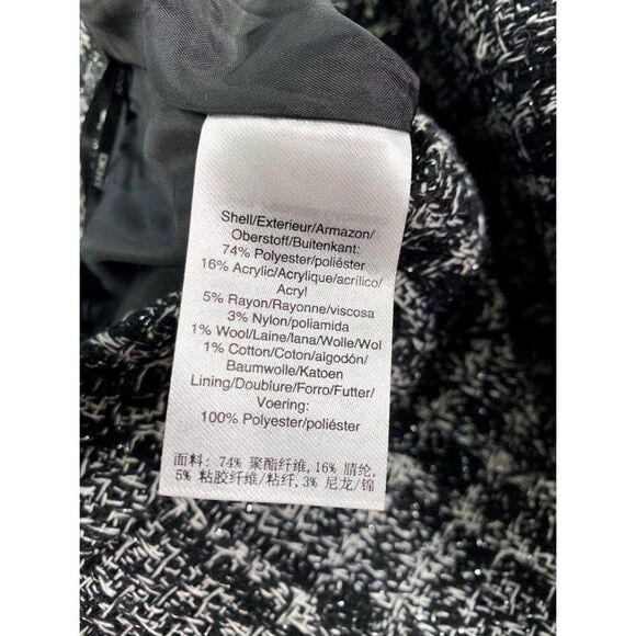 DKNY Tweed Pencil‎ Skirt 2 XS Black White Plaid - Picture 7 of 10
